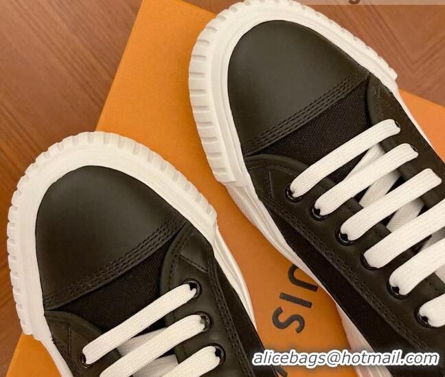 Low Price Louis Vuitton LV Squad Canvas and Leather Low-top Sneakers 121805 Black