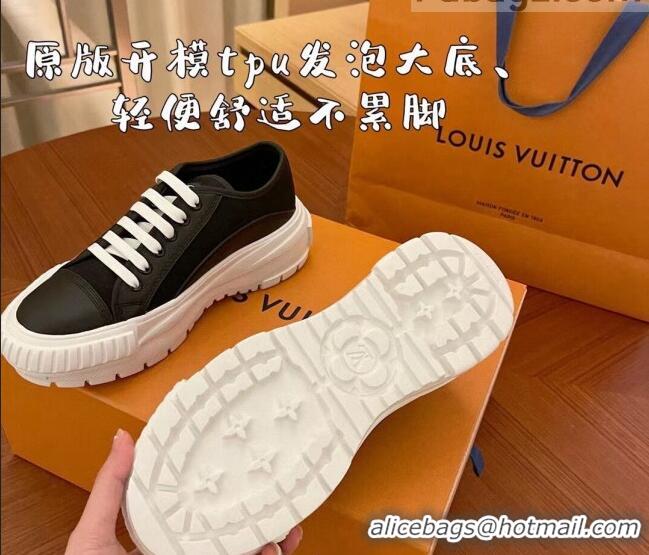 Low Price Louis Vuitton LV Squad Canvas and Leather Low-top Sneakers 121805 Black