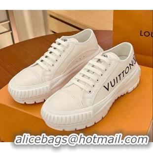 Unique Grade Louis Vuitton LV Squad Canvas and Leather Low-top Sneakers 121807 White