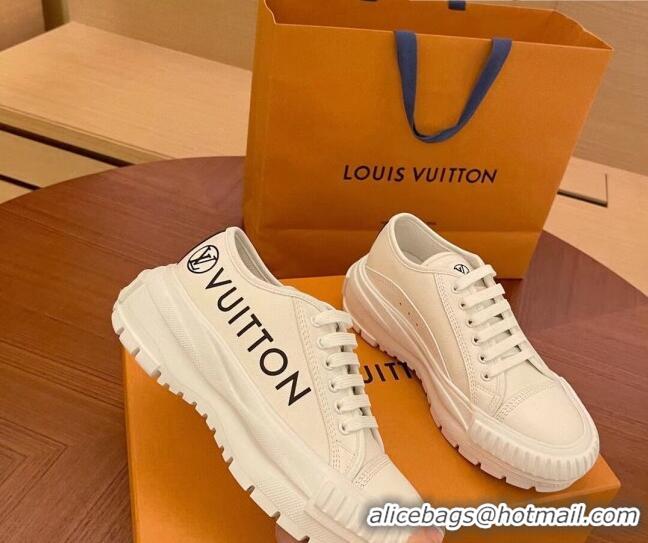 Unique Grade Louis Vuitton LV Squad Canvas and Leather Low-top Sneakers 121807 White