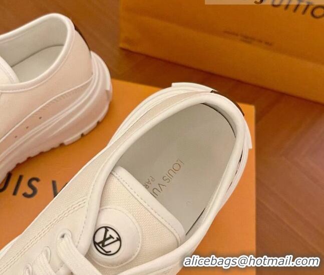 Unique Grade Louis Vuitton LV Squad Canvas and Leather Low-top Sneakers 121807 White