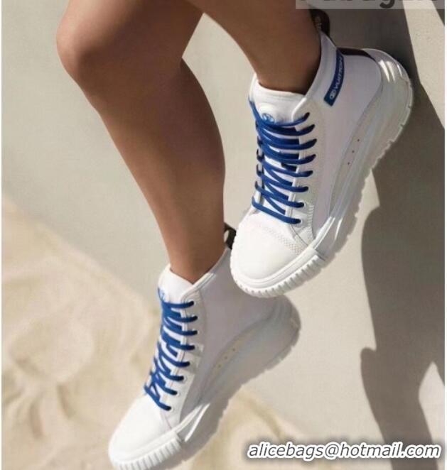 Discount Louis Vuitton LV Squad Canvas and Leather High-top Sneakers/Boots 121808 White/Blue