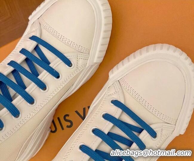 Discount Louis Vuitton LV Squad Canvas and Leather High-top Sneakers/Boots 121808 White/Blue