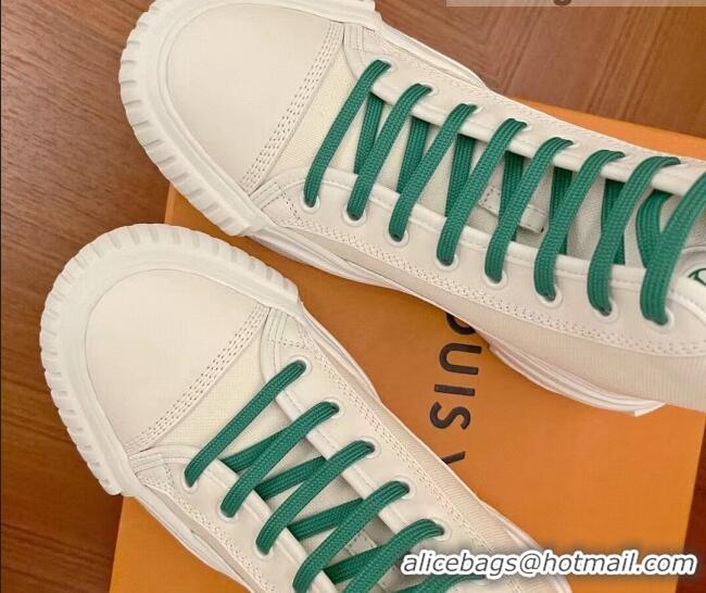 Best Design Louis Vuitton LV Squad Canvas and Leather High-top Sneakers/Boots 121808 White/Green