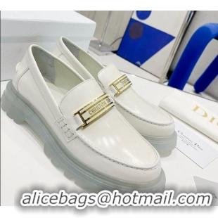 Cheap Design Dior Code Loafers in White Brushed Calfskin 121530