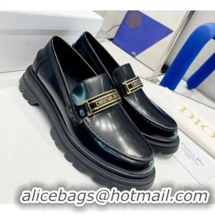 Perfect Dior Code Loafers in Black Brushed Calfskin 121530