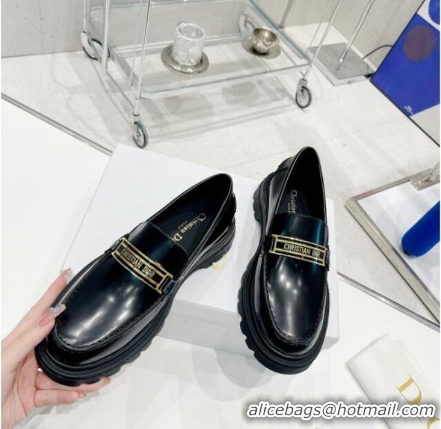 Perfect Dior Code Loafers in Black Brushed Calfskin 121530