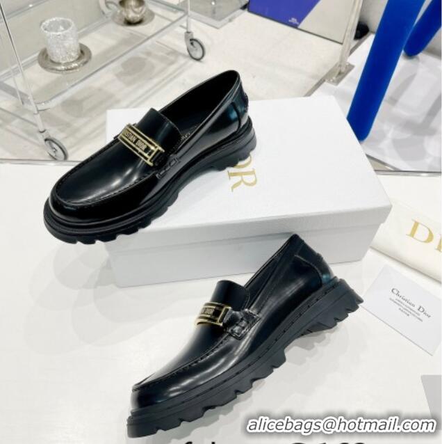 Perfect Dior Code Loafers in Black Brushed Calfskin 121530