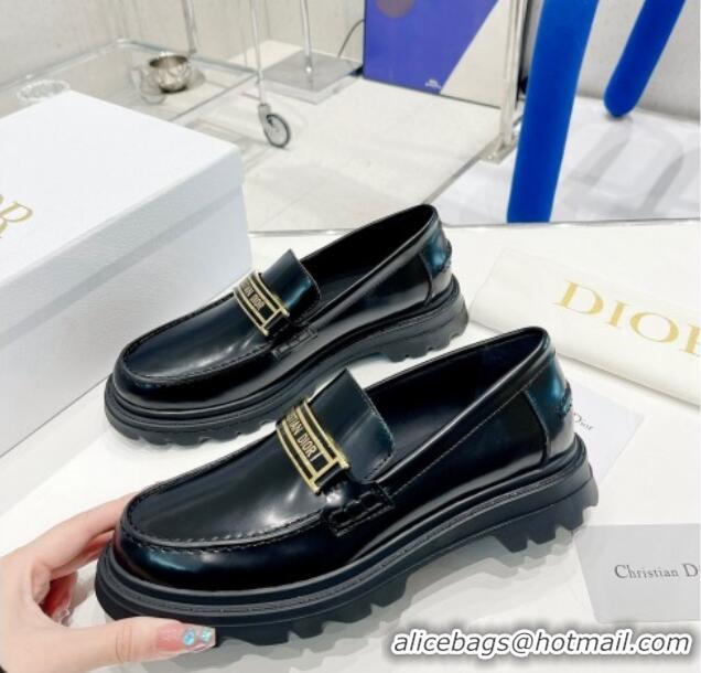 Perfect Dior Code Loafers in Black Brushed Calfskin 121530