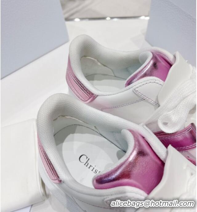 Best Price Dior DIOR-ID Sneakers in White and Metallic Pink Calfskin 121533