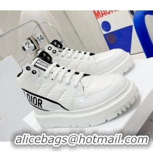 Super Quality Dior D-Player Boot Sneakers in Quilted Nylon White/Black 121534