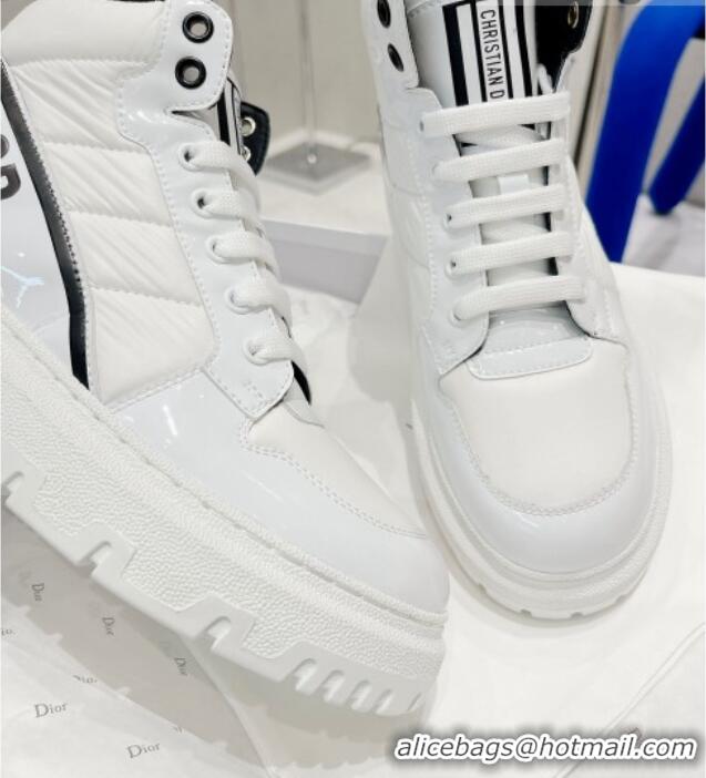 Super Quality Dior D-Player Boot Sneakers in Quilted Nylon White/Black 121534