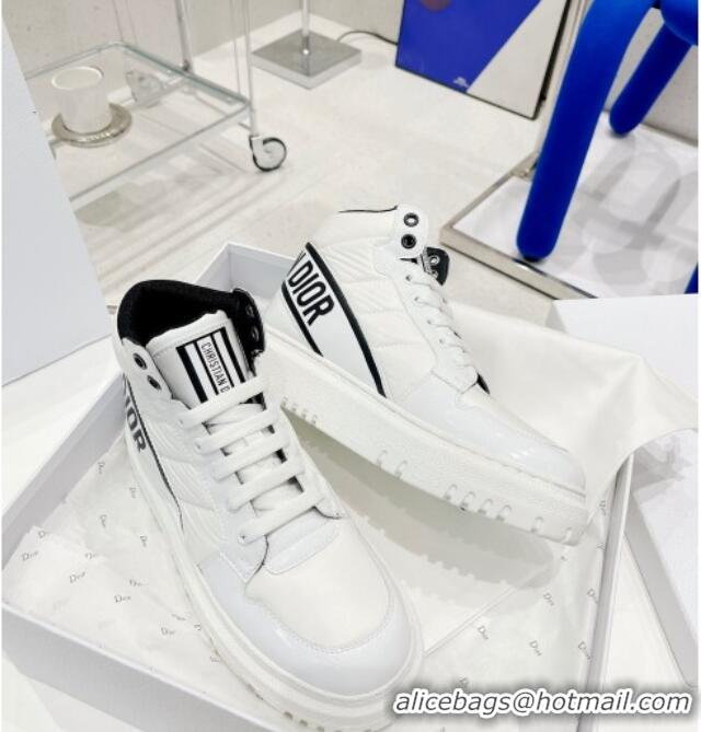 Super Quality Dior D-Player Boot Sneakers in Quilted Nylon White/Black 121534