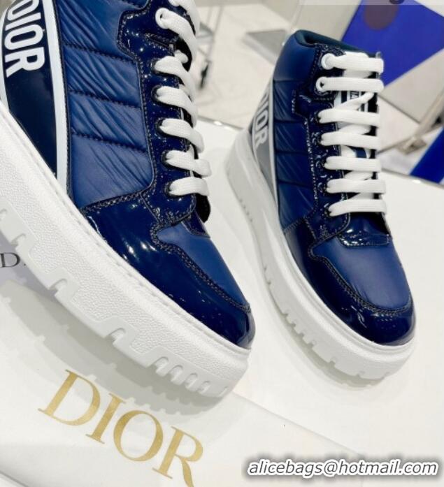 Grade Design Dior D-Player Boot Sneakers in Quilted Nylon Navy Blue 121535