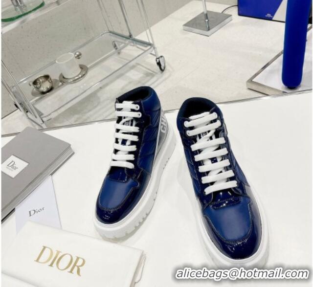 Grade Design Dior D-Player Boot Sneakers in Quilted Nylon Navy Blue 121535