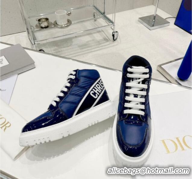 Grade Design Dior D-Player Boot Sneakers in Quilted Nylon Navy Blue 121535