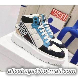 Affordable Price Dior D-Player Boot Sneakers in Quilted Nylon Blue Multicolor 121536