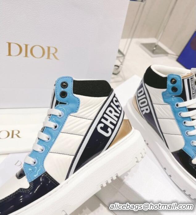 Affordable Price Dior D-Player Boot Sneakers in Quilted Nylon Blue Multicolor 121536