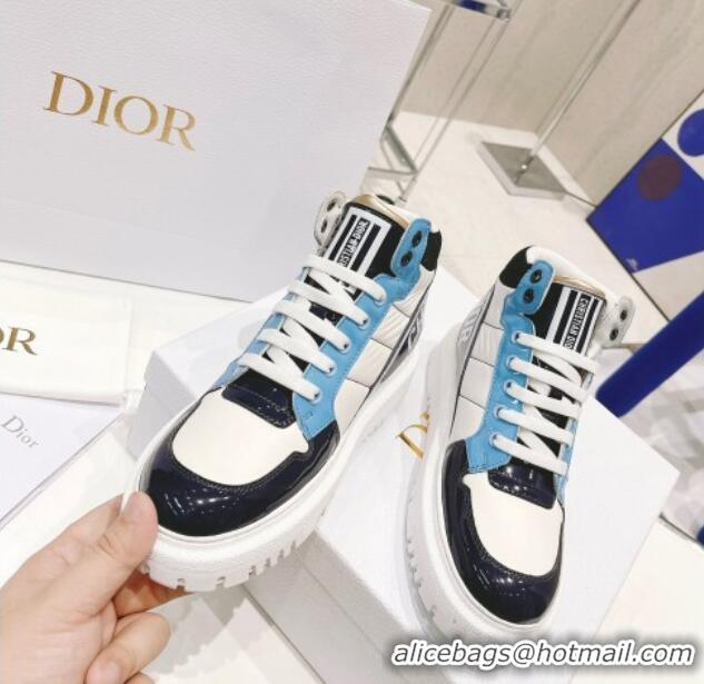 Affordable Price Dior D-Player Boot Sneakers in Quilted Nylon Blue Multicolor 121536