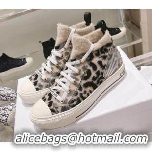 New Style Dior Walk'n'Dior Sneakers in Fur-Effect Knit Printed with Beige Multicolor Mizza Pattern 121549