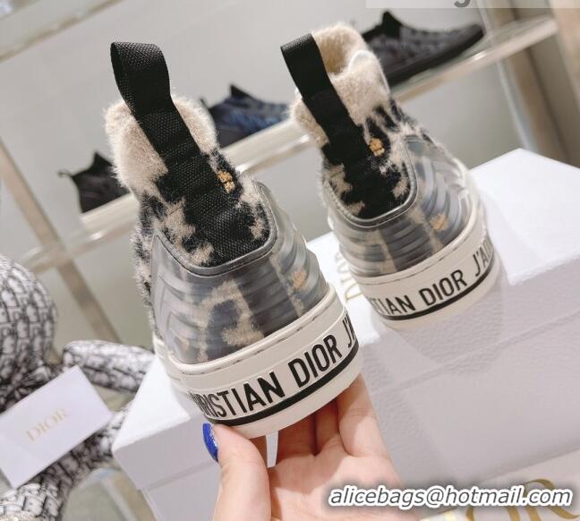 New Style Dior Walk'n'Dior Sneakers in Fur-Effect Knit Printed with Beige Multicolor Mizza Pattern 121549