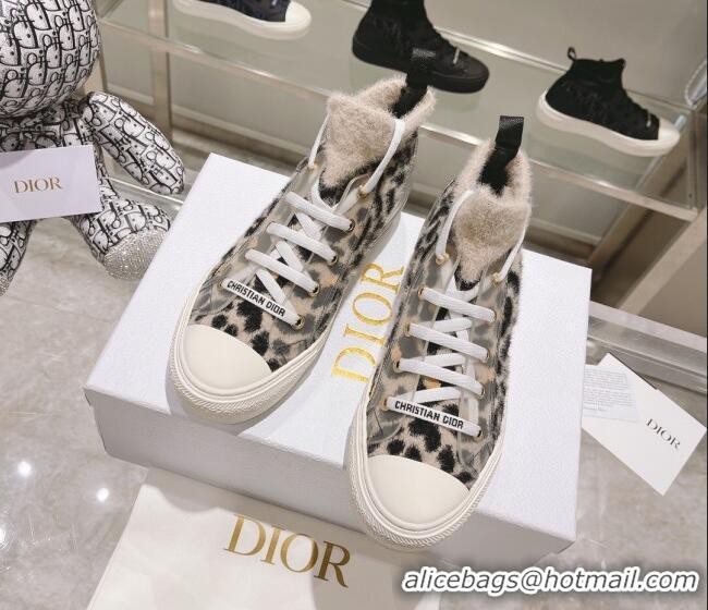 New Style Dior Walk'n'Dior Sneakers in Fur-Effect Knit Printed with Beige Multicolor Mizza Pattern 121549