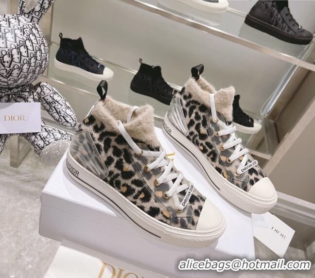 New Style Dior Walk'n'Dior Sneakers in Fur-Effect Knit Printed with Beige Multicolor Mizza Pattern 121549