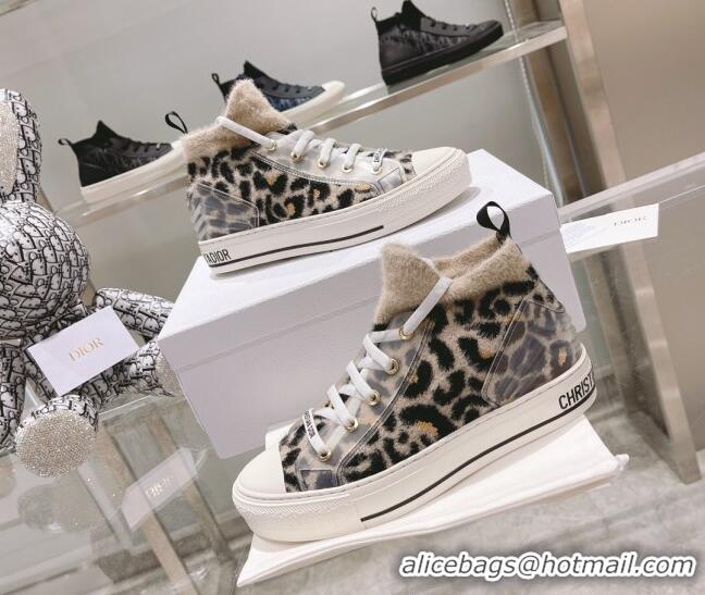 New Style Dior Walk'n'Dior Sneakers in Fur-Effect Knit Printed with Beige Multicolor Mizza Pattern 121549