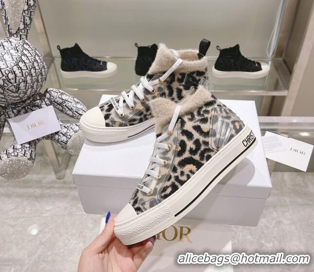 New Style Dior Walk'n'Dior Sneakers in Fur-Effect Knit Printed with Beige Multicolor Mizza Pattern 121549