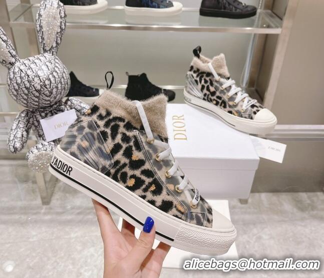 New Style Dior Walk'n'Dior Sneakers in Fur-Effect Knit Printed with Beige Multicolor Mizza Pattern 121549