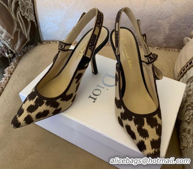 Perfect Dior J'Adior Slingback Pumps 9.5cm in Beige Multicolor Mizza Embroidered Cotton 121553