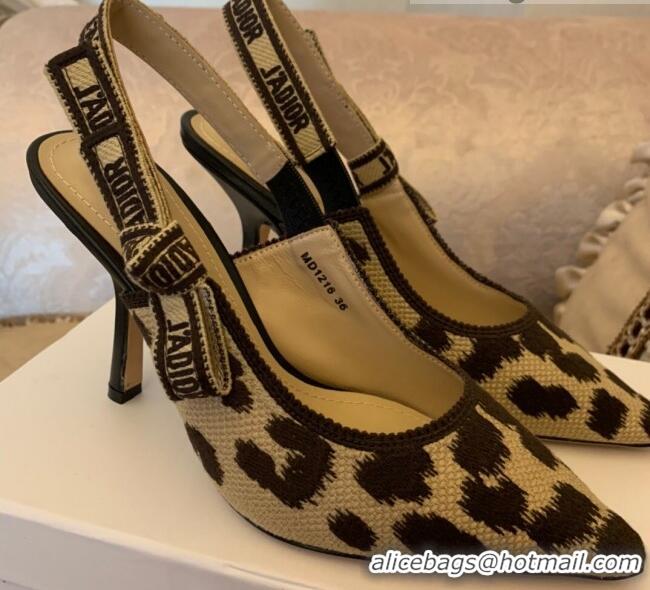 Perfect Dior J'Adior Slingback Pumps 9.5cm in Beige Multicolor Mizza Embroidered Cotton 121553