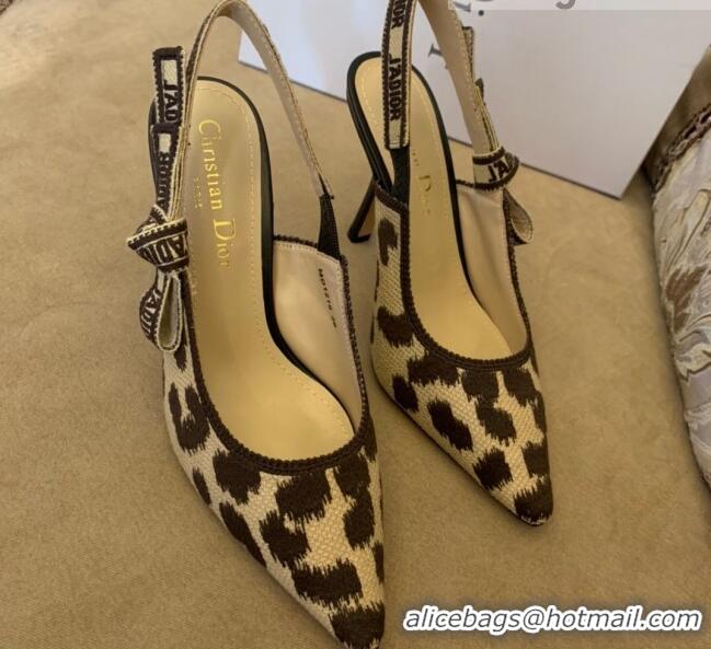 Perfect Dior J'Adior Slingback Pumps 9.5cm in Beige Multicolor Mizza Embroidered Cotton 121553