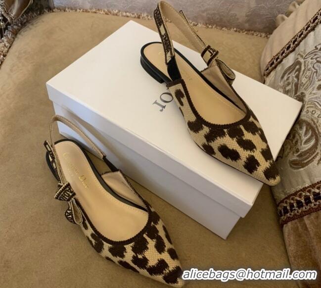 Affordable Price Dior J'Adior Slingback Ballerina Flat in Beige Multicolor Mizza Embroidered Cotton 121555