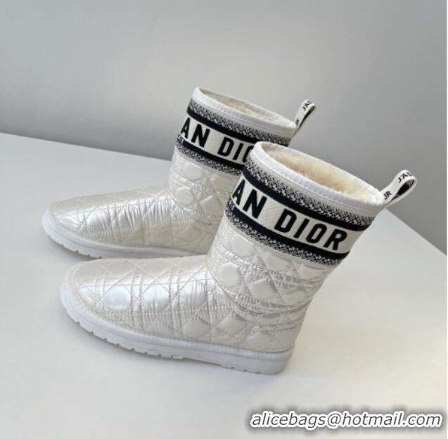 Best Design Dior Oblique Snow Ankle Boots Pearly White 121812