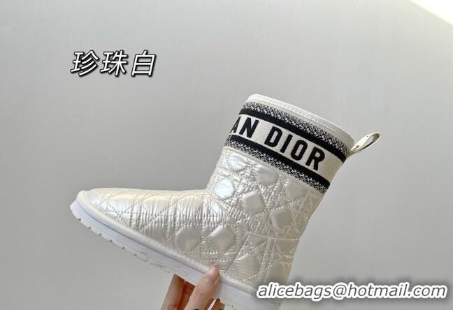 Best Design Dior Oblique Snow Ankle Boots Pearly White 121812