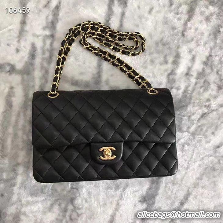 New Discount Chanel Quilted Lambskin Flap Bag A35202 Black/Gold