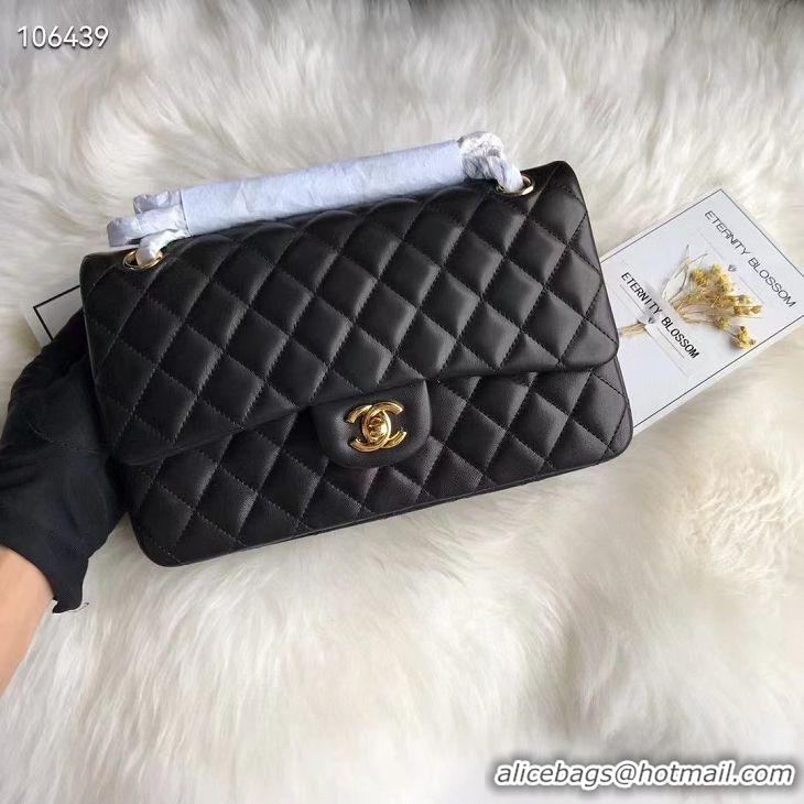 New Discount Chanel Quilted Lambskin Flap Bag A35202 Black/Gold