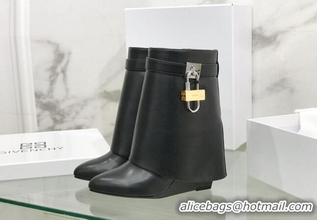 Sale Design Givenchy Shark Lock Ankle Boots in Leather 1230051 Black