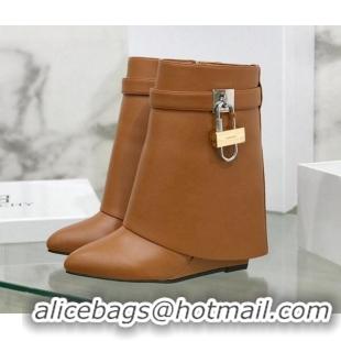 Sumptuous Givenchy Shark Lock Ankle Boots in Leather 1230051 Brown