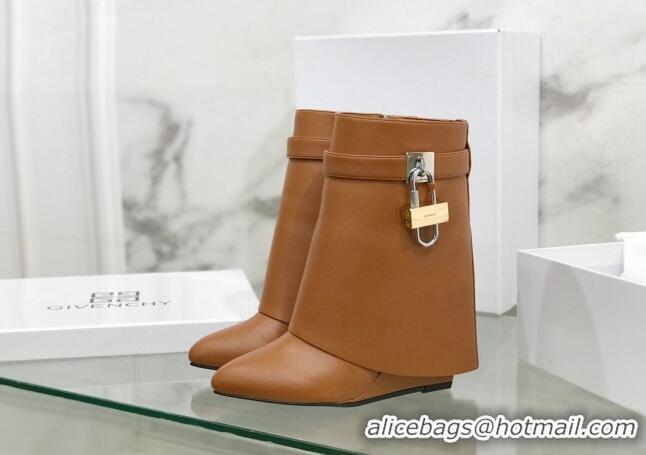 Sumptuous Givenchy Shark Lock Ankle Boots in Leather 1230051 Brown