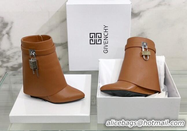 Sumptuous Givenchy Shark Lock Ankle Boots in Leather 1230051 Brown