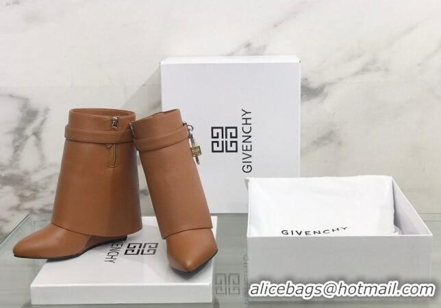 Sumptuous Givenchy Shark Lock Ankle Boots in Leather 1230051 Brown