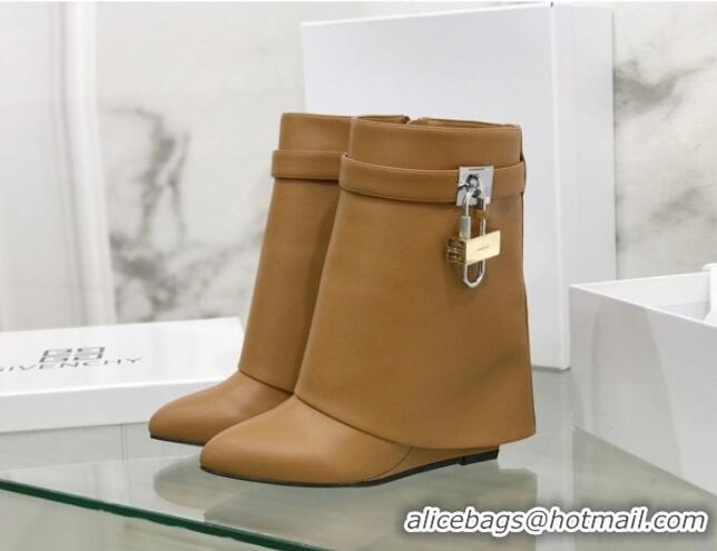 Good Quality Givenchy Shark Lock Ankle Boots in Leather 1230051 Light Brown