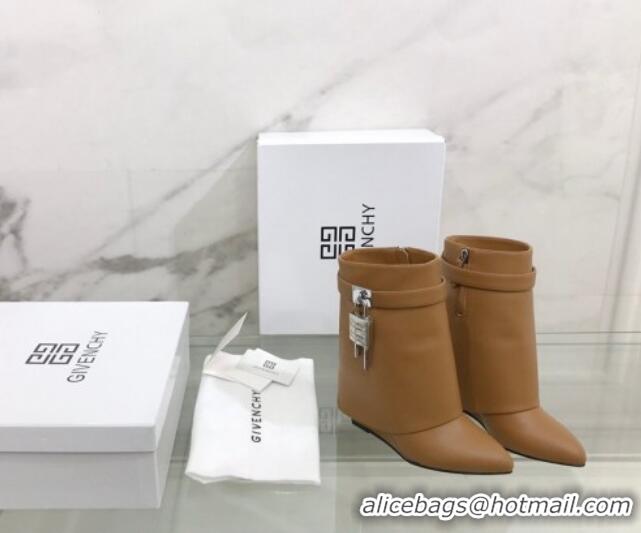 Good Quality Givenchy Shark Lock Ankle Boots in Leather 1230051 Light Brown