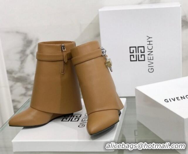 Good Quality Givenchy Shark Lock Ankle Boots in Leather 1230051 Light Brown