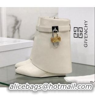 Most Popular Givenchy Shark Lock Ankle Boots in Leather 1230051 White