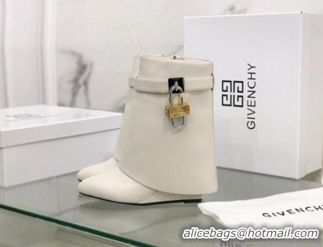 Most Popular Givenchy Shark Lock Ankle Boots in Leather 1230051 White