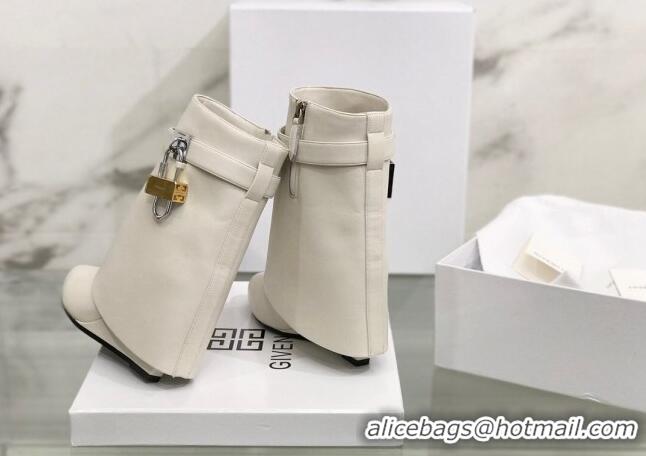 Most Popular Givenchy Shark Lock Ankle Boots in Leather 1230051 White