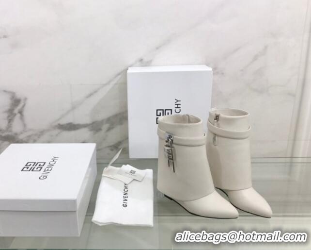 Most Popular Givenchy Shark Lock Ankle Boots in Leather 1230051 White